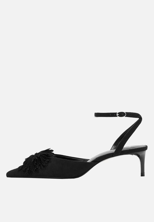 MANGO - Pom ankle strap - black