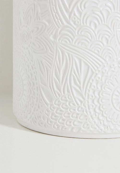 Excellent Houseware - Tall ceramic storage jar - white