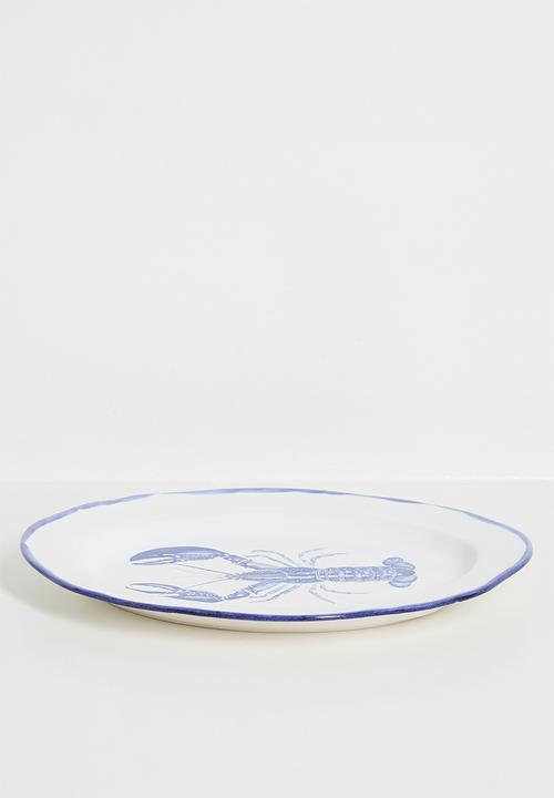 Urchin Art - Lobster serving platter - Blue & White