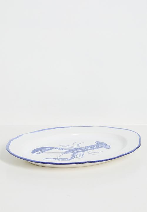 Urchin Art - Lobster serving platter - Blue & White