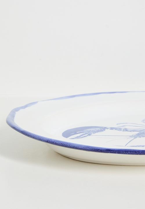 Urchin Art - Lobster serving platter - Blue & White