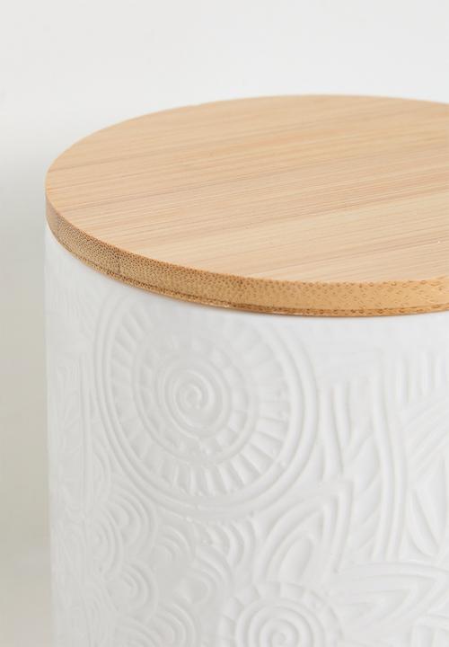 Excellent Houseware - Wide ceramic storage jar - white
