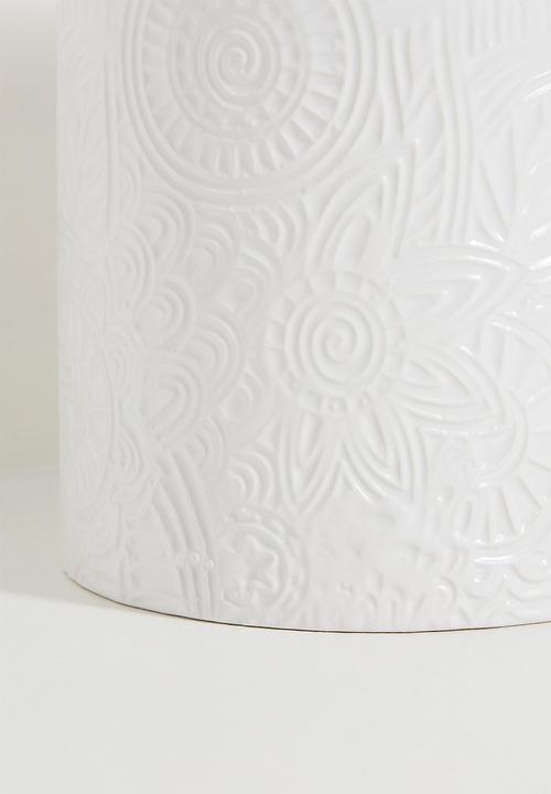 Excellent Houseware - Wide ceramic storage jar - white