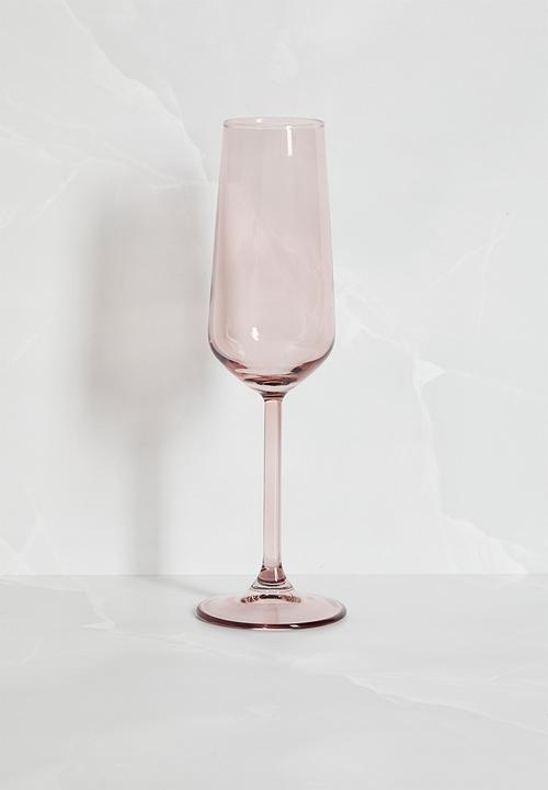 Excellent Houseware - Smoke champagne glass set of 2 - rose