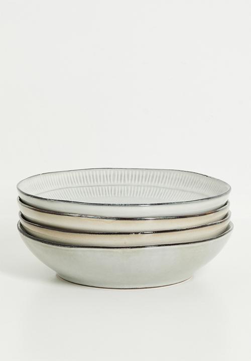 Excellent Houseware - Shift reactive pasta bowl set of 4 - Grey