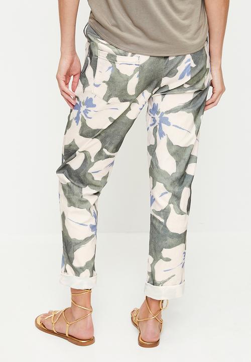 Stella Morgan - Italian Made Creased Printed Jogger With Drawcord - Khaki