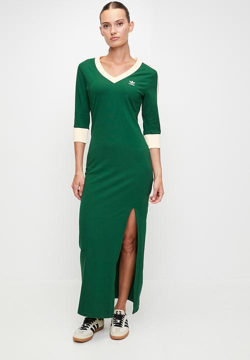 green emerald velvet dress adidas Originals adidas Originals ADICOLOR FOOTBALL JACQUARD V-NECK DR