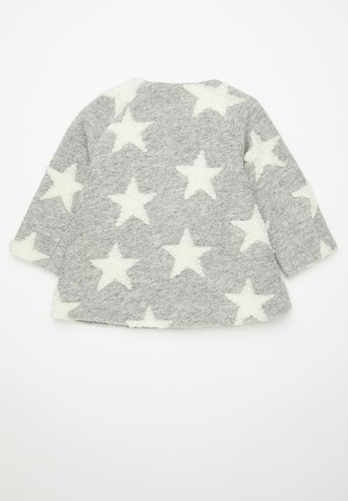 Pop Candy - Melton collarless jacket - cloud grey/white stars