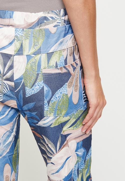Stella Morgan - Italian Made Creased Printed Jogger With Drawcord - Navy
