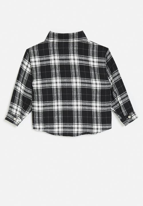 Pop Candy - Button-up plaid flannel shirt - black/white