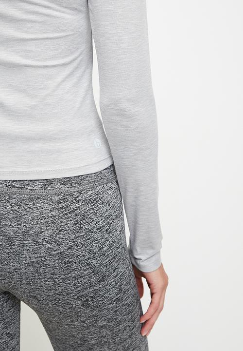 Cotton On - Ultra Soft Plunge Front Long Sleeve - Light Grey Marle