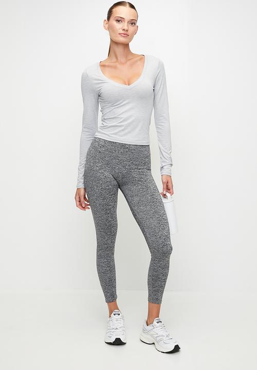 Cotton On - Ultra Soft Plunge Front Long Sleeve - Light Grey Marle