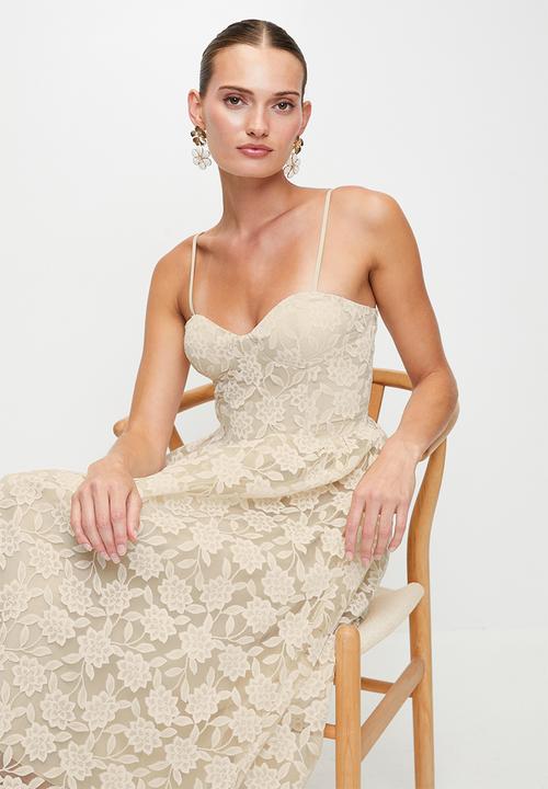 MILLA - Ecru lace midi dress - ecru
