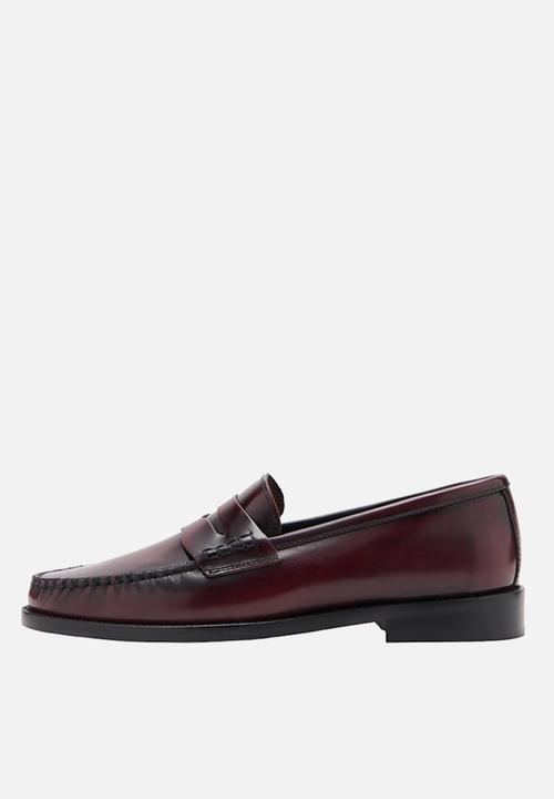 MANGO - Luisa leather loafer - dark red