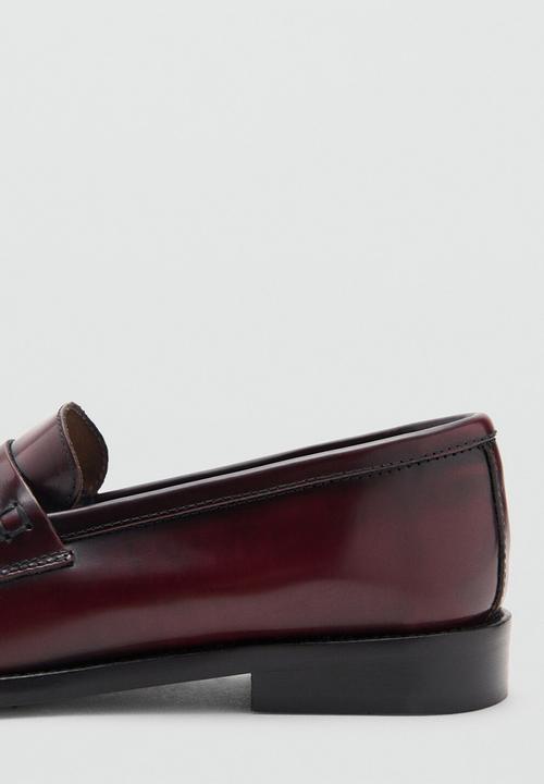 MANGO - Luisa leather loafer - dark red