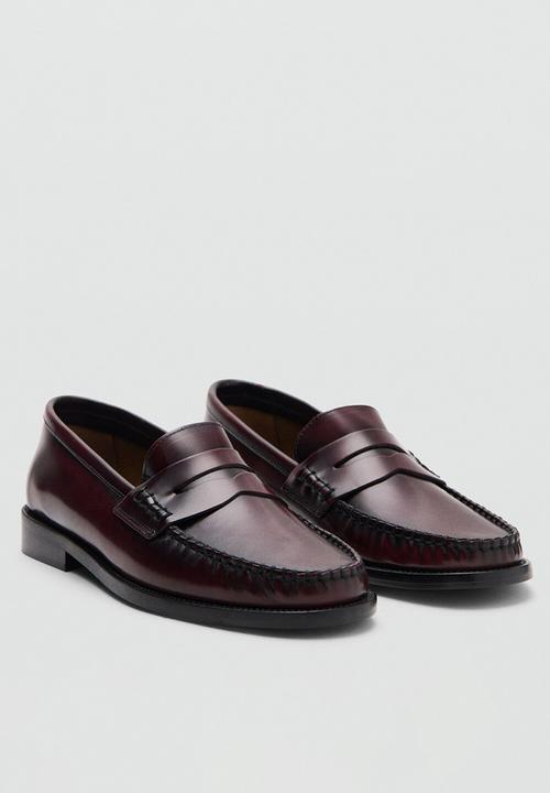 MANGO - Luisa leather loafer - dark red