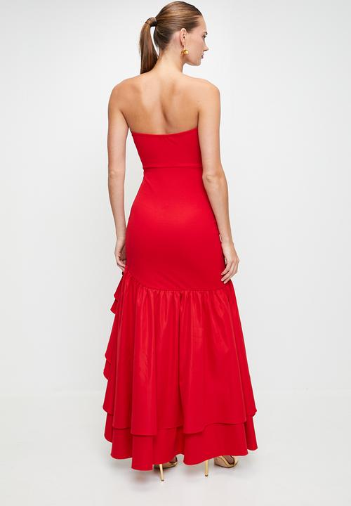 MILLA - Red ruffle statement maxi dress - red