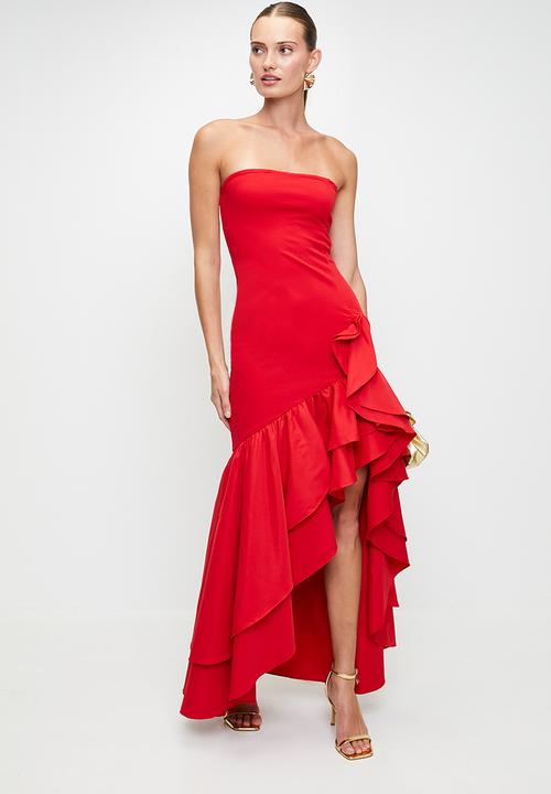 MILLA - Red ruffle statement maxi dress - red