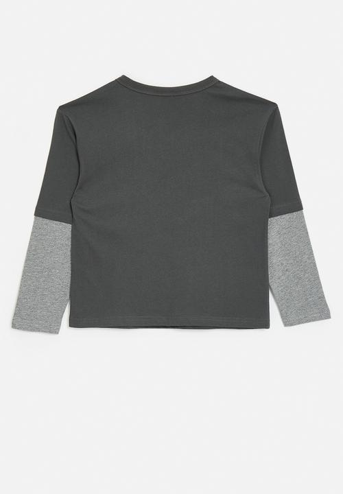 Pop Candy - Slogan twofer t-shirt - grey