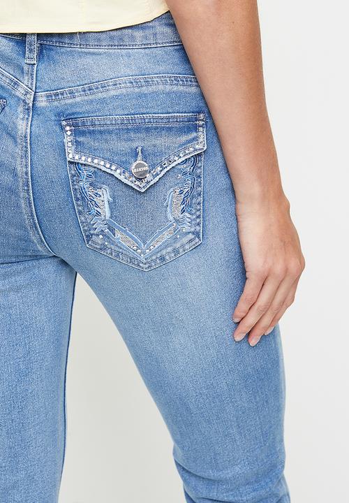 SISSY BOY - Marissa Mid Waist Skinny With Back Pocket Flaps   - Light Vintage