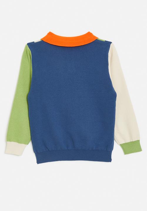 Pop Candy - Knit collared sweater with animal graphic - multi