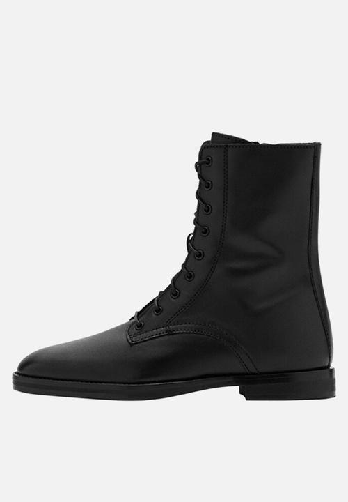 MANGO - Lola lace up boot - black