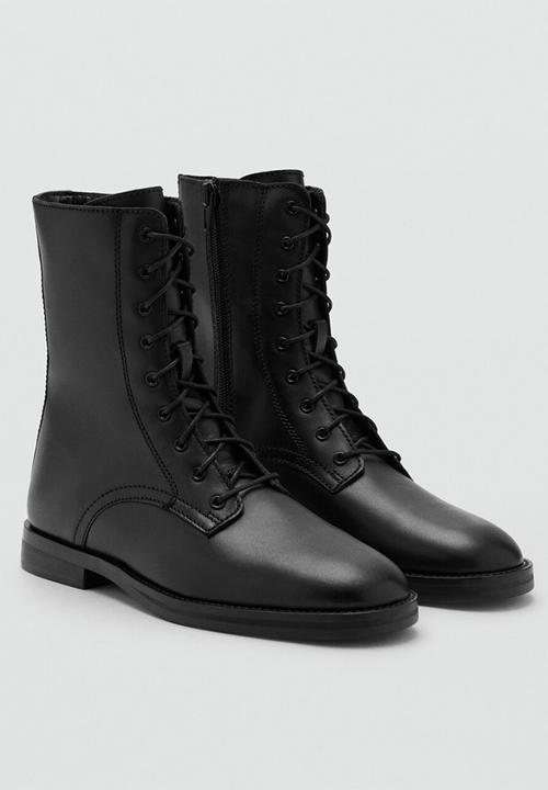 MANGO - Lola lace up boot - black