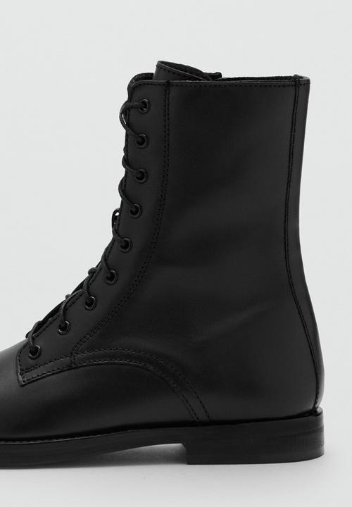 MANGO - Lola lace up boot - black