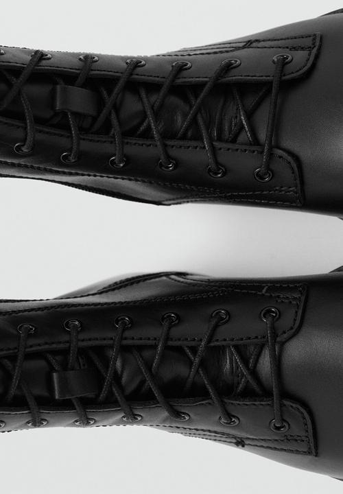 MANGO - Lola lace up boot - black