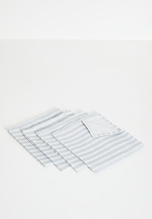 Sixth Floor - Stripe Loft Linen Napkins - Charcoal
