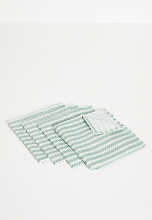 Sixth Floor - Stripe Loft Linen Napkins - Olive