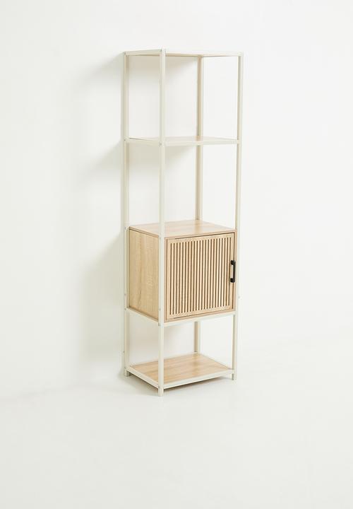 H&S - Tall fluted storage cabinet - white/natural