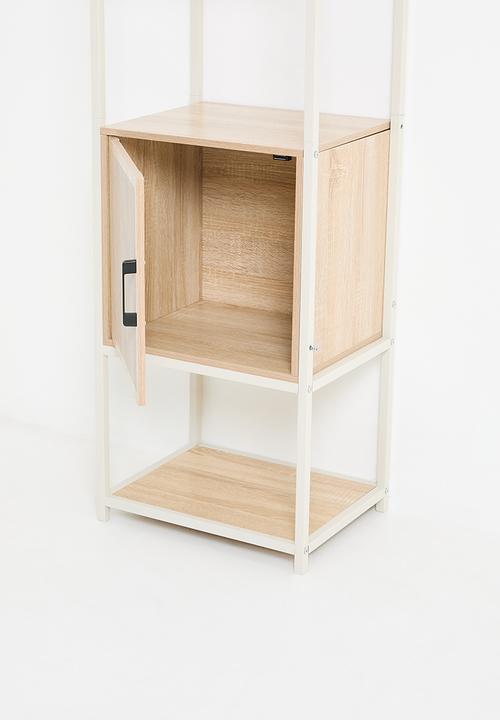 H&S - Tall fluted storage cabinet - white/natural