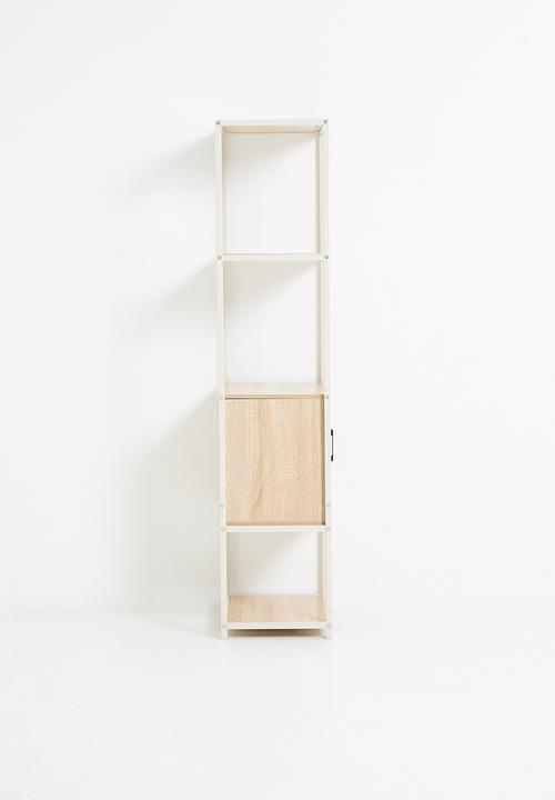 H&S - Tall fluted storage cabinet - white/natural