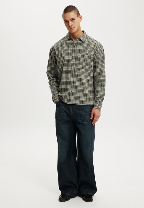 Cotton On - Remi Long Sleeve Shirt - Black Textured Check