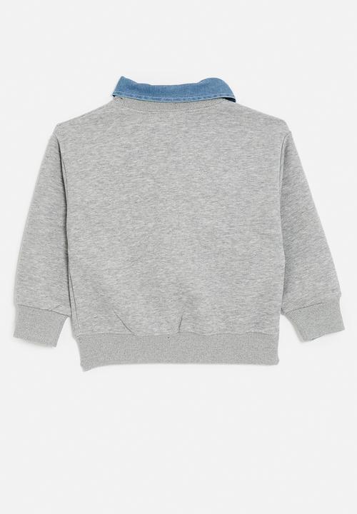 Pop Candy - Sweatshirt with detachable collar - grey & blue