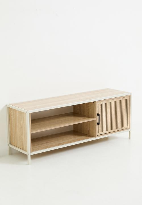 H&S - Single fluted door cabinet - white/natural