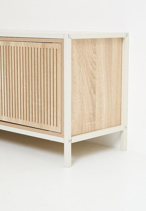 H&S - Single fluted door cabinet - white/natural