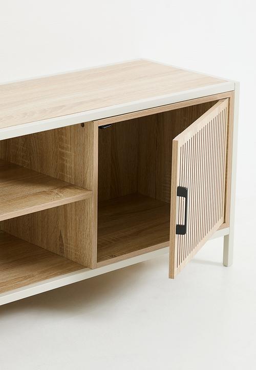 H&S - Single fluted door cabinet - white/natural
