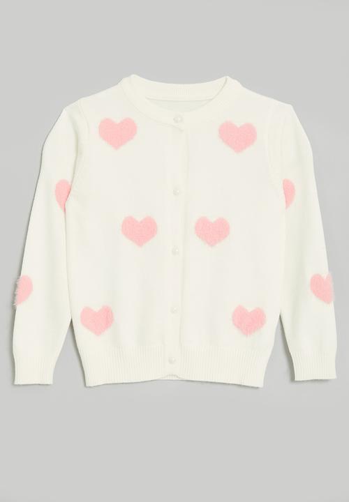 Pop Candy - Button down cardigan - white/pink hearts