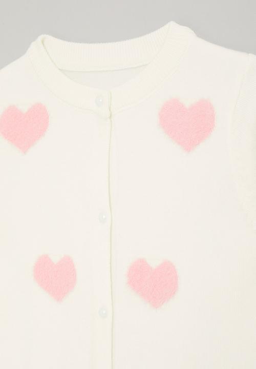 Pop Candy - Button down cardigan - white/pink hearts