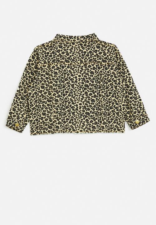 Pop Candy - Gold buttoned denim jacket - leopard print