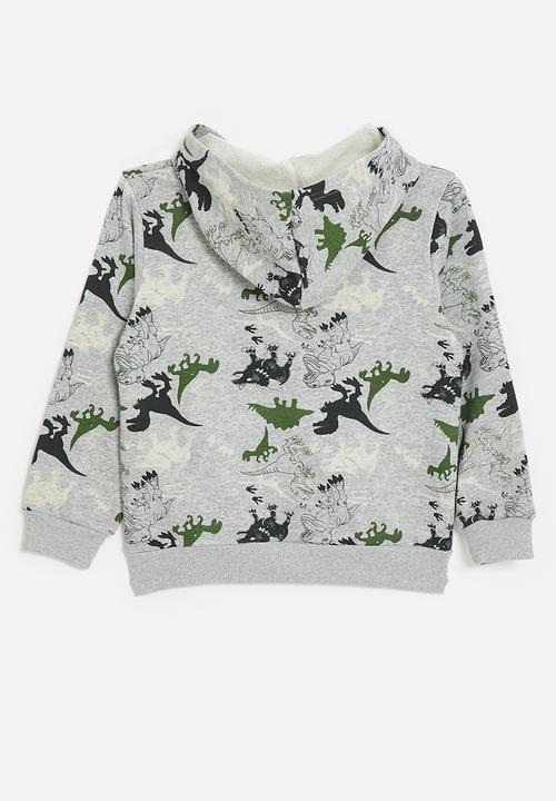 Pop Candy - Aop dino hoodie - cloud grey