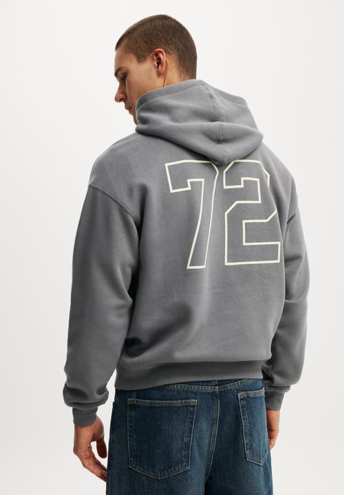 Cotton On - Box Fit Graphic Hoodie - Slate Stone/Studiio 72