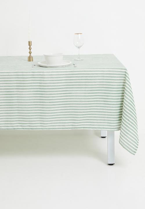 Sixth Floor - Stripe Loft Linen Tablecloth - Olive