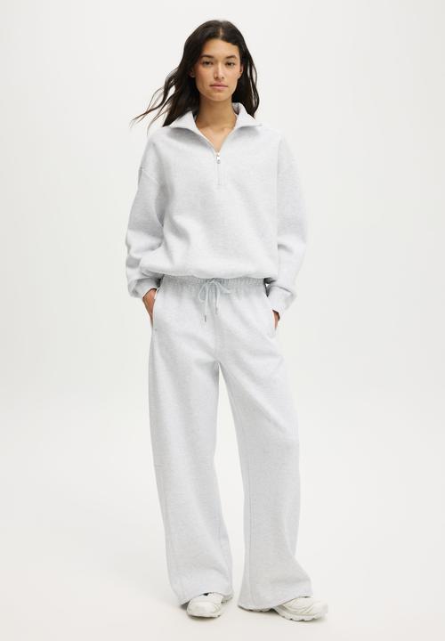 Cotton On - Plush Half Zip Sweatshirt - Cloudy Grey Marle