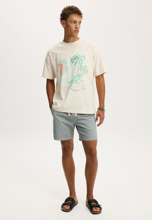Cotton On - Box Fit Graphic T-shirt - Creampuff/Cayman Islands