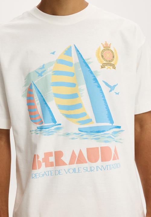 Cotton On - Box Fit Graphic T-shirt - Vintage White/Bermuda