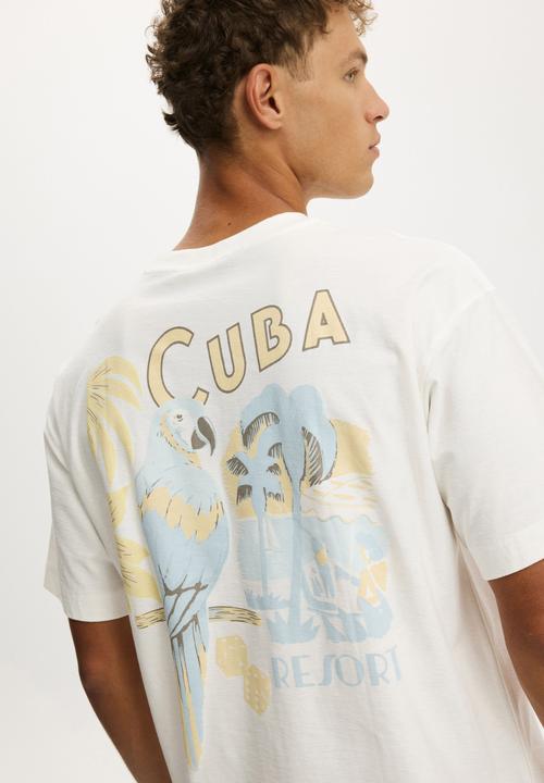 Cotton On - Box Fit Graphic T-shirt - Vintage White/Cuba
