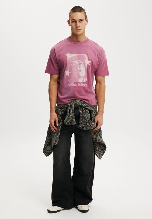 Cotton On - Cropped Fit Music T-shirt - Lcn Bra Heather Rose/Billie Eilish